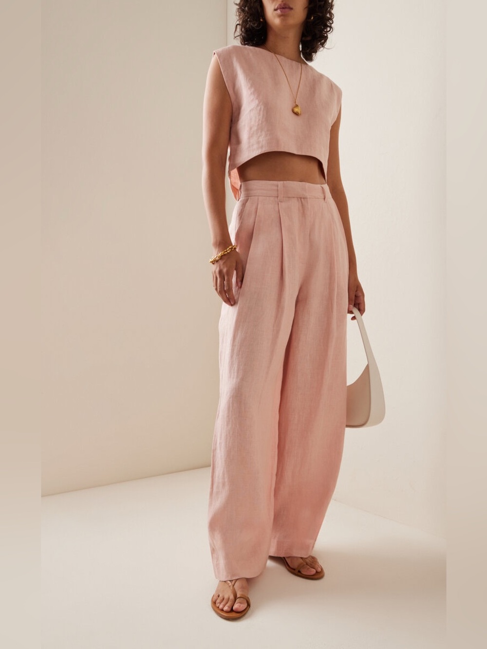 Posse Exclusive Wyatt Pleated Linen Wide-Leg Pants - Picture 2 of 10